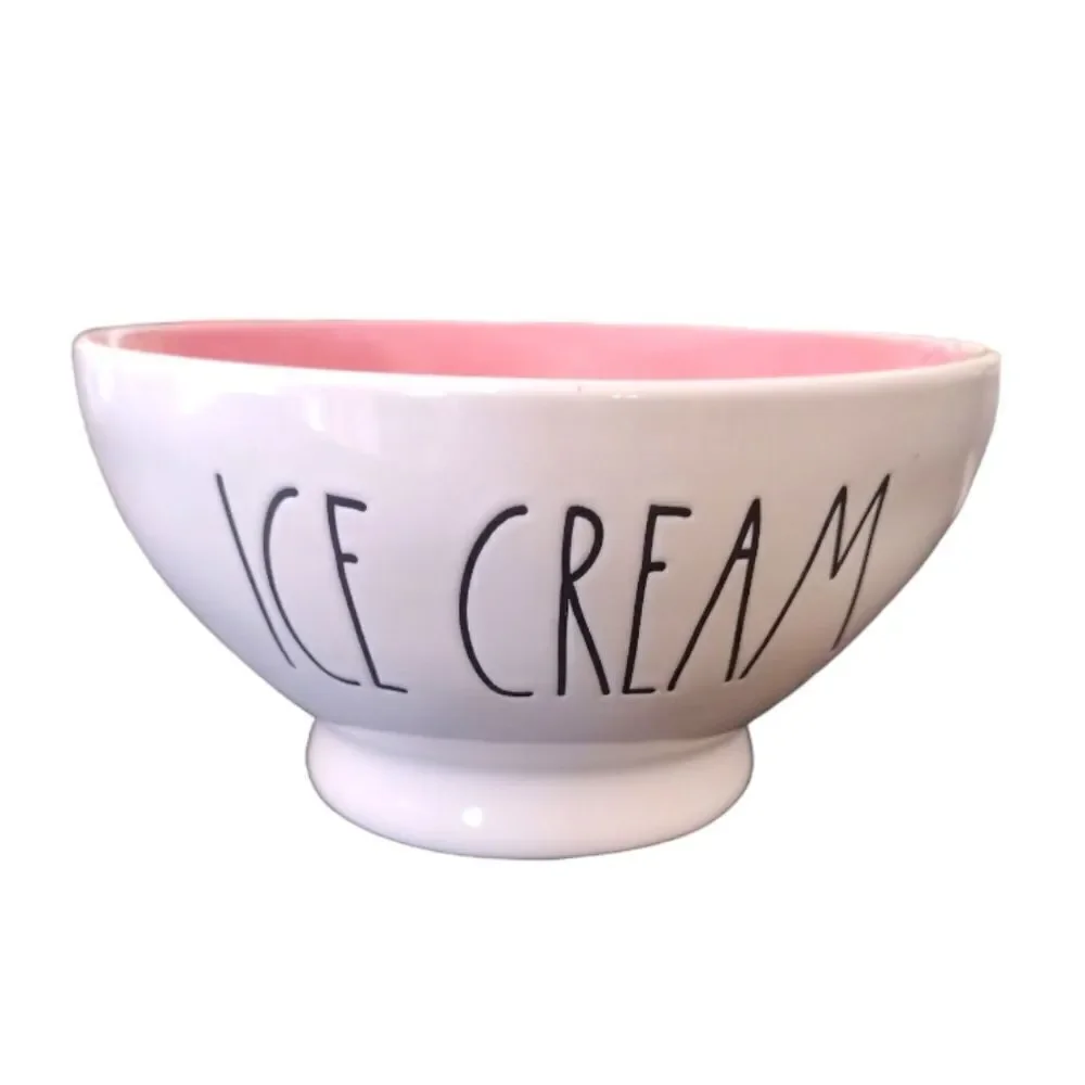Rae Dunn Set of Two Orange Pink Ceramic‎ Ice Cream Bowls NWT